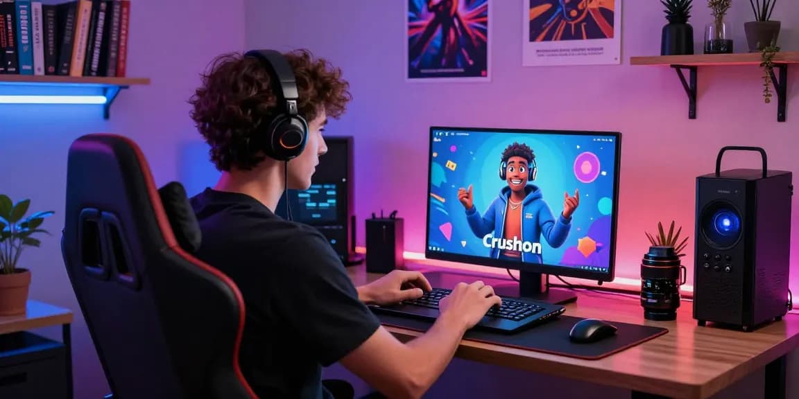Engaging user experience with Crushon AI in a modern tech workspace