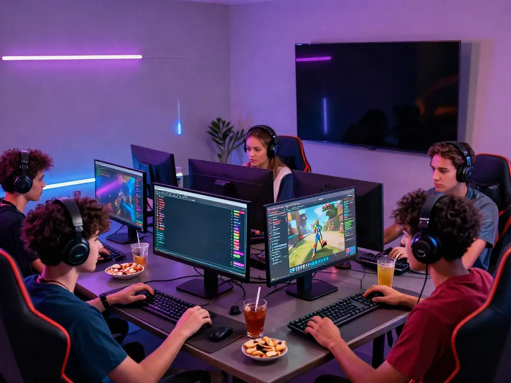 Engaging online gaming scene with players enjoying rokok88 games together