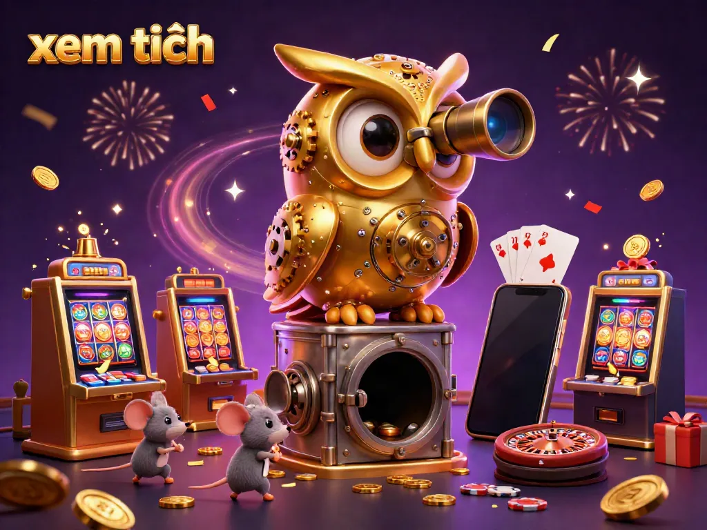 Experience the thrill of gambling with our vibrant illustration featuring immersive casino elements and a charming owl, xem thêm for more excitement!