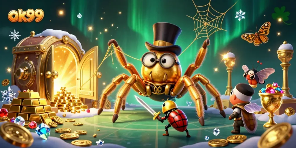 Betters explore fantastic themes with ok99 featuring a golden tarantula and treasures.