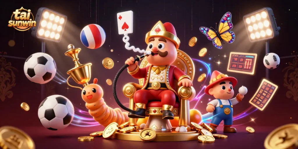 Engage with the exciting world of tai sunwin through a vibrant illustration of a whimsical gambling scene.